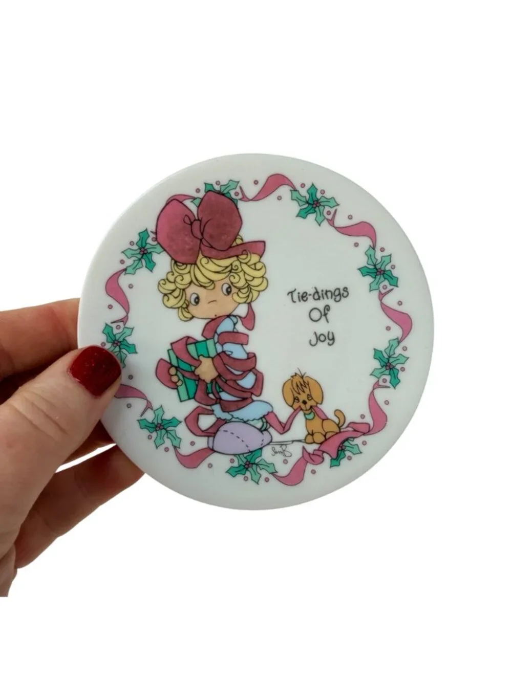 Precious Moments Christmas Plates Ornament Set Porcelain Easel Display 1990s‎